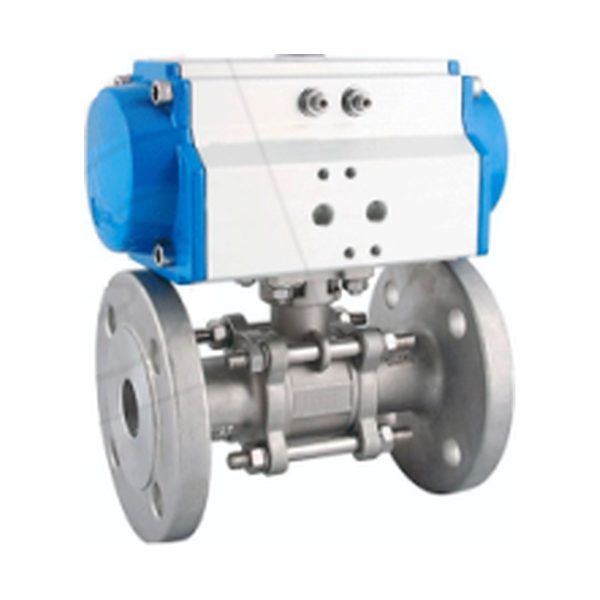 Investment Casting 3 Piece Ball Valve with Double Acting Pneumatic Actuator